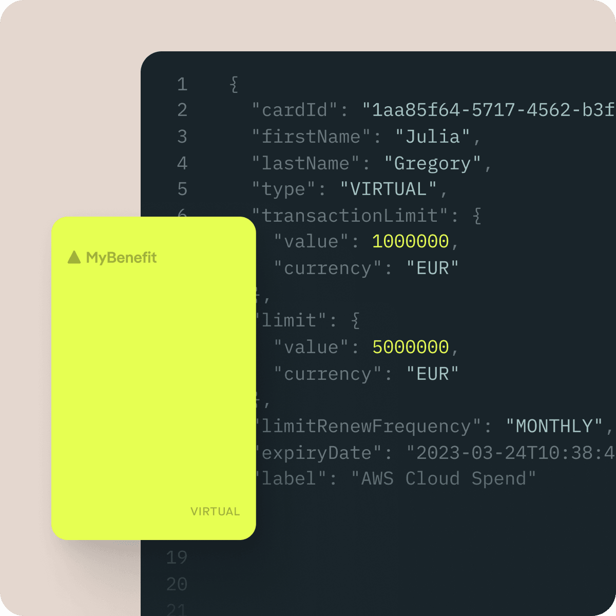 embed benefit business credit cards with API